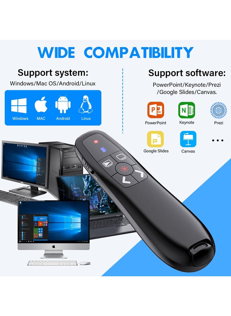 Milatech - Rechargeable Presentation Clicker with 2-in-1 USB Type C, Wireless Presenter Remote Clicker for PowerPoint Presentations, Pointer RF 2.4GHz USB PowerPoint Clicker Slide Advancer with Volume Control - Image 1