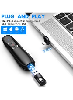 ميلاتيك جهاز عرض تقديمي قابل لإعادة الشحن مع منفذ USB من النوع C 2 في 1، جهاز عرض تقديمي لاسلكي عن بعد لعروض PowerPoint، مؤشر RF 2.4 جيجا هرتز USB PowerPoint Clicker Slide Advance مع التحكم في مستوى الصوت  - Image 5