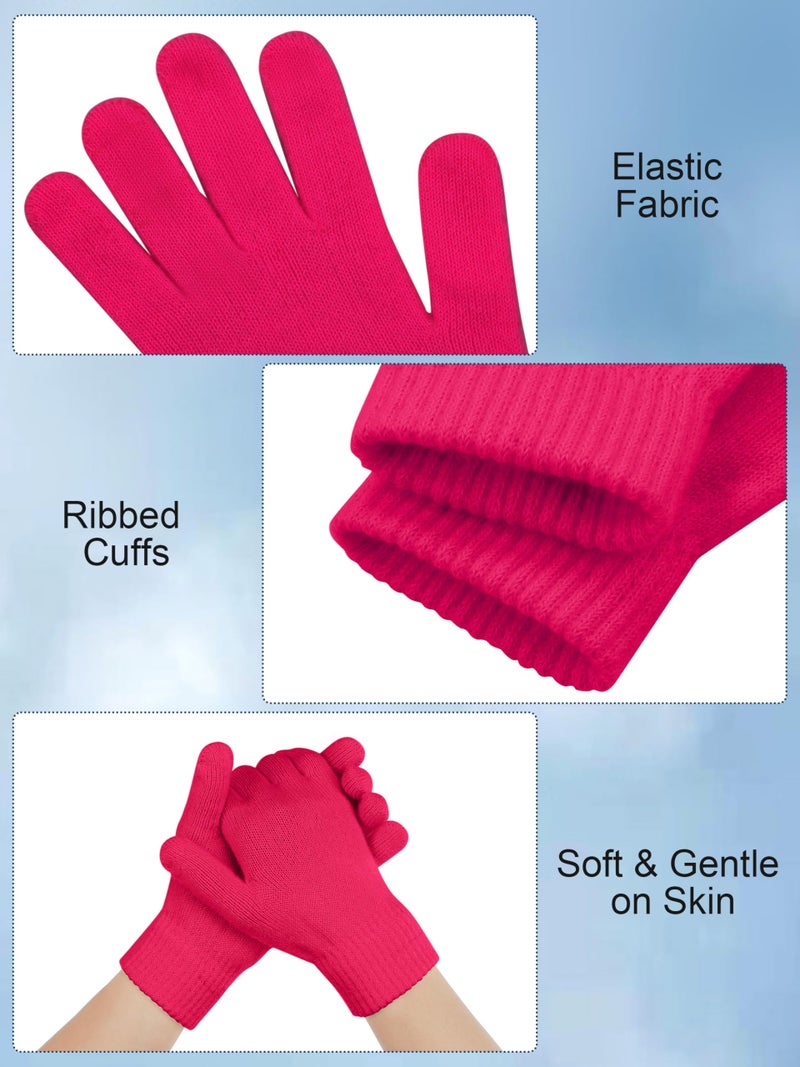 Cooraby 12 Pairs Winter Magic Gloves Stretchy Warm Knit Gloves with Mesh Storage Bag for Men or Women (Black,Medium Grey,Red,Sky Blue,Navy,Hot Pink, Large) - Image 3