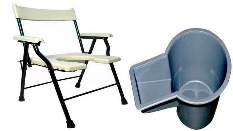 PhysiqoFoldable Commode Chair Support Of Hand Rest with Pot (White) - Image 5