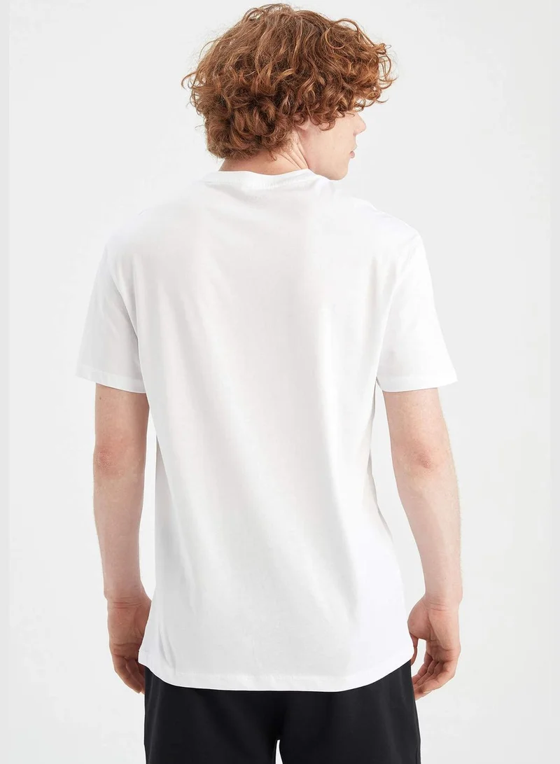 ديفاكتو Regular Fit Crew Neck Printed Cotton Combed T-Shirt