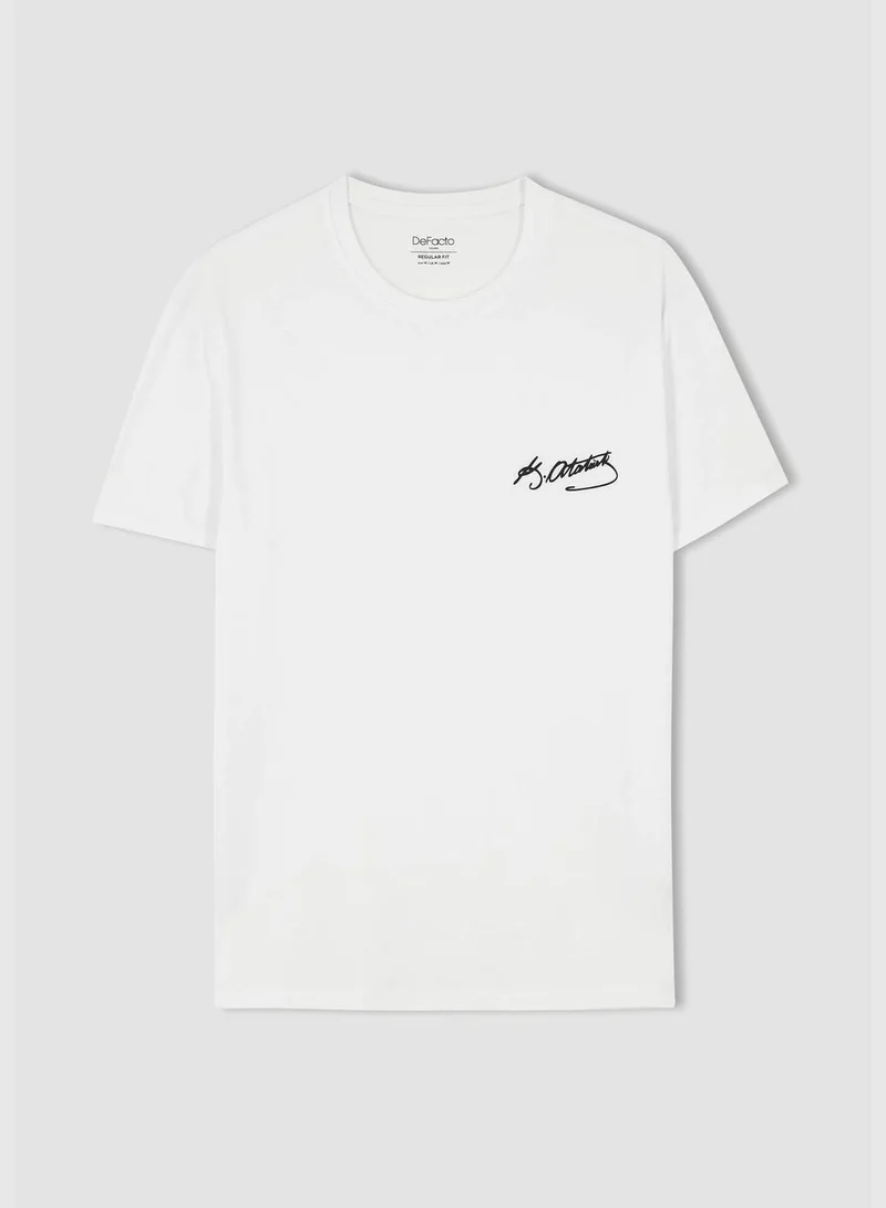 ديفاكتو Regular Fit Crew Neck Printed Cotton Combed T-Shirt