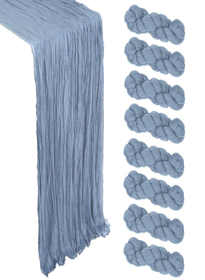 Heneger 8 Pack Dusty Blue Cheesecloth Table Runner 10Ft Gauze Cheese Cloth Table Runner 120 Inch Boho Sheer Rustic Fabric for Summer Decor Bridal Baby Shower Wedding Centerpiece Home Table Decoration - Image 1