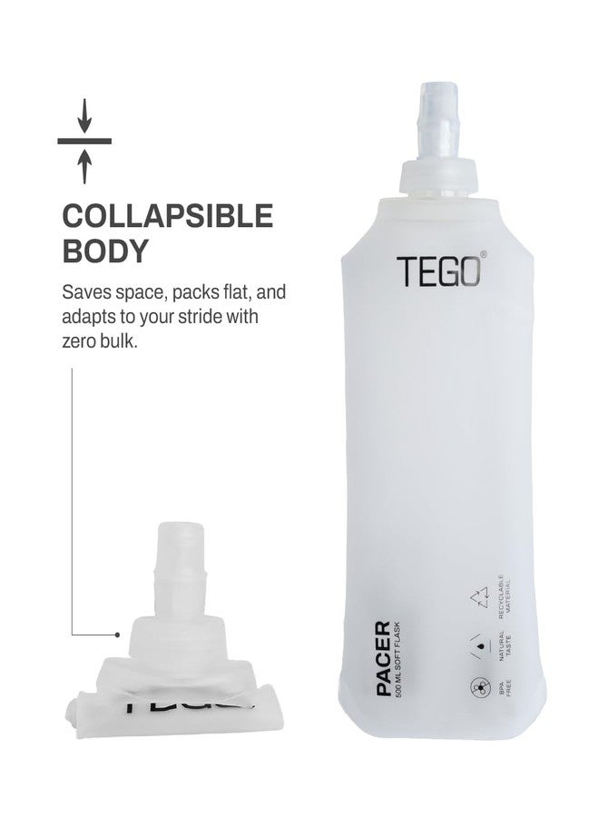 TEGO Pacer Soft Flask - Foldable 250mL/500mL TPU Bottle for Running, Camping, and Outdoor Sports (White, 500 ml) - Image 4