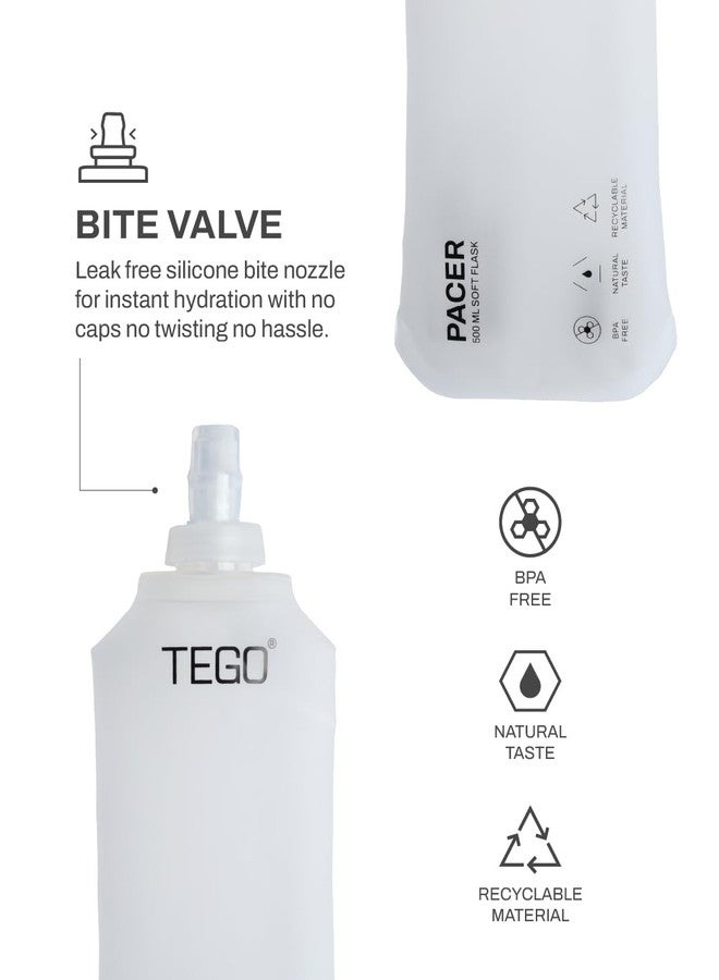 TEGO Pacer Soft Flask - Foldable 250mL/500mL TPU Bottle for Running, Camping, and Outdoor Sports (White, 500 ml) - Image 3
