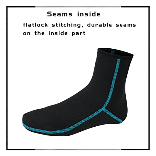 OMGear Water Socks Neoprene Socks Beach Booties Shoes 3mm Glued Blind Stitched Anti-Slip Wetsuit Boots Fin Swim Socks (3mm High Cut/Aqua, S(Men 6-7,Women 6-8)) - Image 5