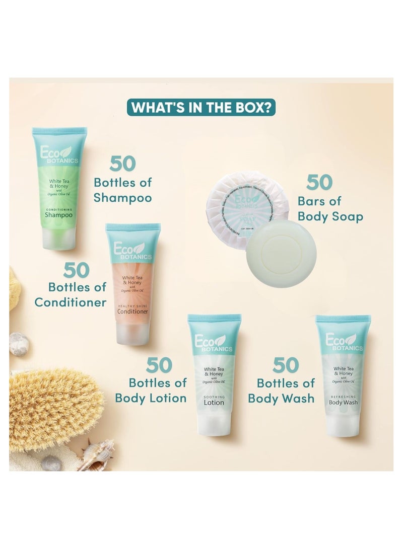 Eco Botanics Hotel Soaps & Toiletries Bulk Set 30ml Hotel Shampoo & Conditioner, Body Wash, Body Lotion & 20g Bar Soap Travel Size | 250 Pieces - Image 2
