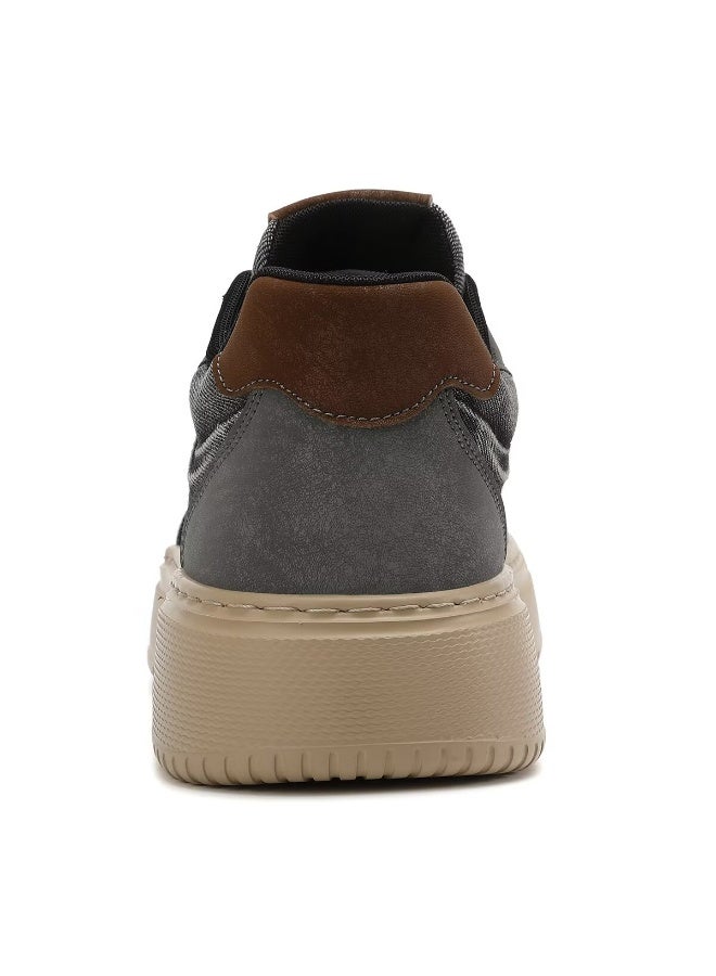 SKY VIEW Men's Fashion Shoes Denim Vamp Casual Shoes For Men Non Slip Lace Up Platform Sneakers Cushioned And Lightweight Low Top Walking Shoes Grey-09 - Image 4