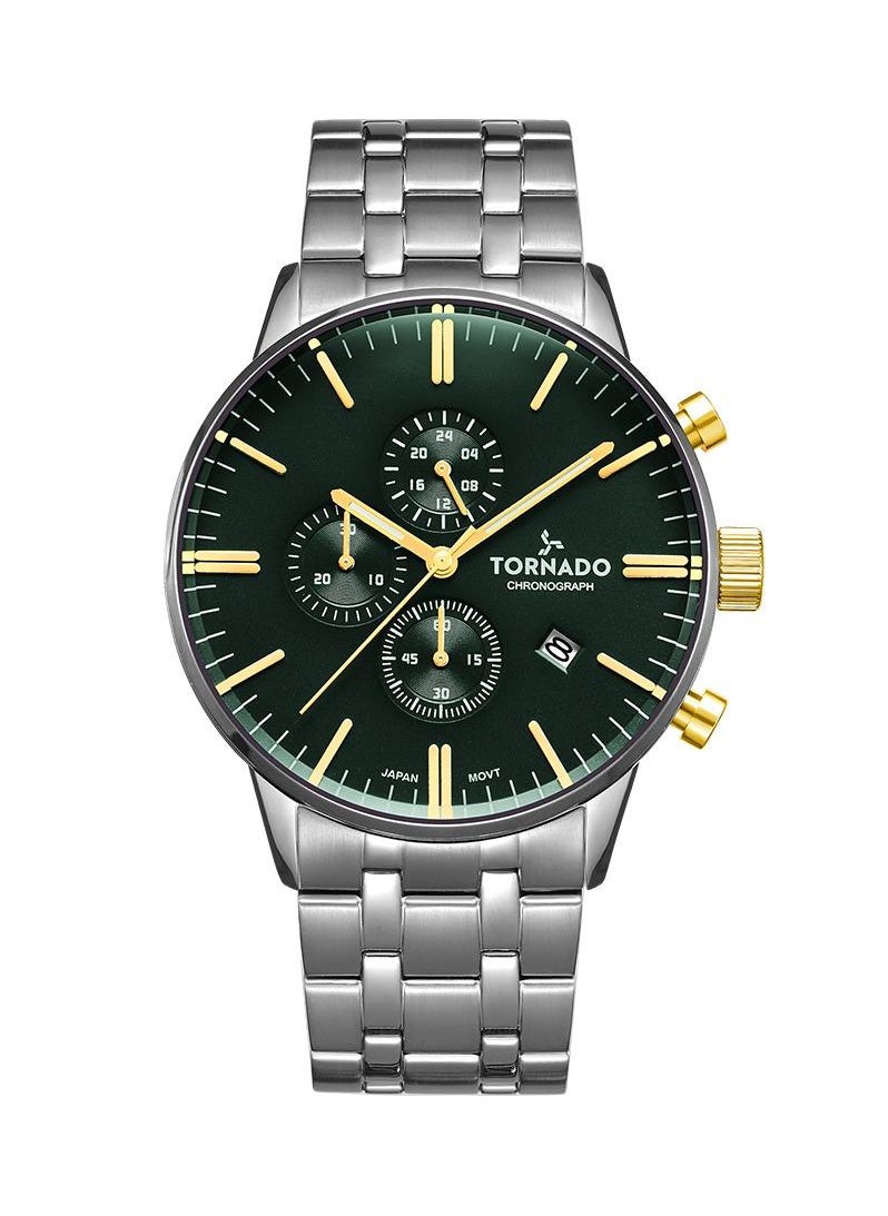 TORNADO - Tornado CELESTIA ELITE Men's Japan Quartz Movement Watch, Chronograph Display and High Quality Solid Stainlesss Steel Strap - T6102-SBSH, Silver - Image 1