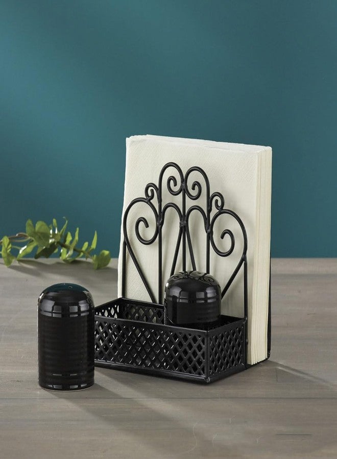 Park Designs Black Napkin Salt and Pepper Holder for Table | Combo Napkin Caddy & Salt and Pepper Caddy | Farmhouse Napkin Holder for Paper Napkins - Image 4
