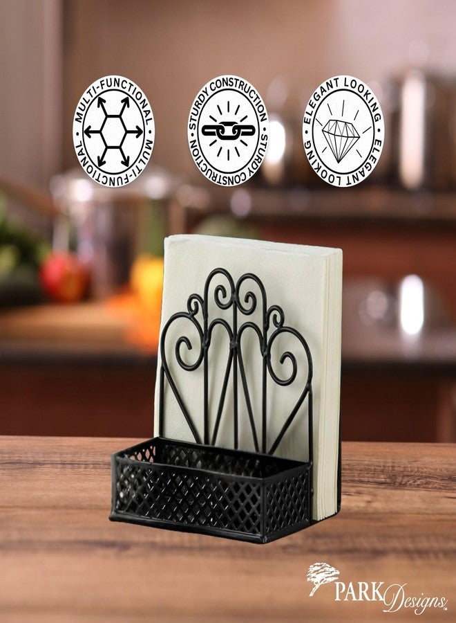 Park Designs Black Napkin Salt and Pepper Holder for Table | Combo Napkin Caddy & Salt and Pepper Caddy | Farmhouse Napkin Holder for Paper Napkins - Image 3