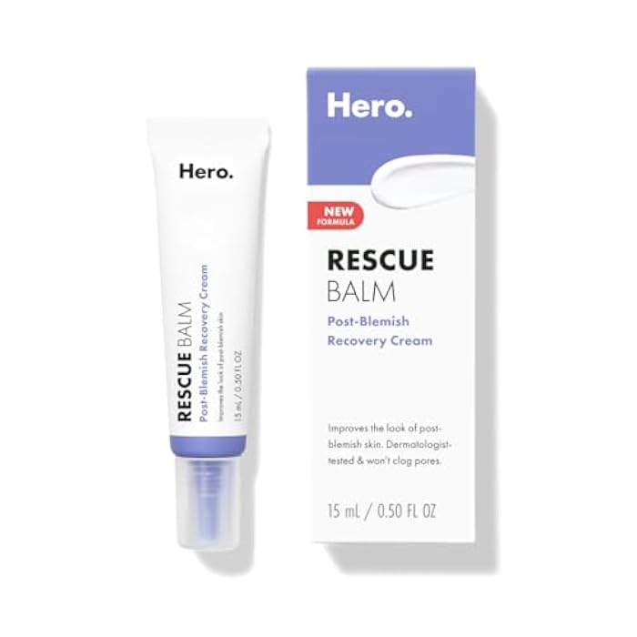 HERO COSMETICS Rescue Balm Original-New Formula The Post-Blemish Cream to Boost Hydration and Improve the Look of Post-Blemish Marks. Derm-Tested. New Formula. Won’t Clog Pores. 15mL - Image 1