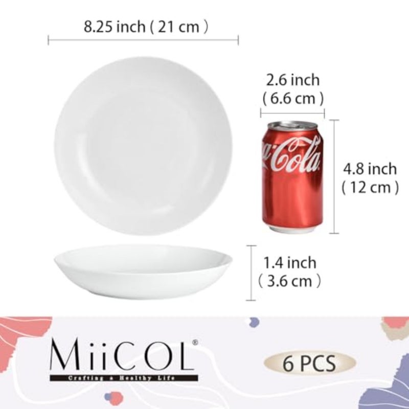 Pasta Bowls 28 oz/ 800ml, Ceramic Salad Bowls Set of 6, Wide and Shallow Serving Bowl 8.25 inch/ 21cm, Large Pasta Plates, Serving Dish for Soup, Dinner, Microwave and Dishwasher Safe - Image 3