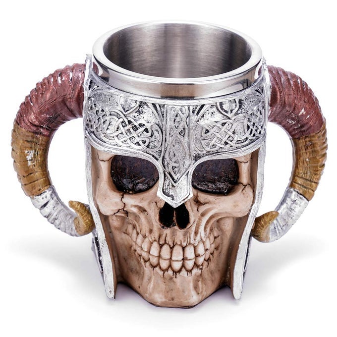 STAINLESS STEEL VIKING WARRIOR SKULL BEER CUP 17OZ MEDIEVAL TANKARD FOR COFFEEBEVERAGEJUICE