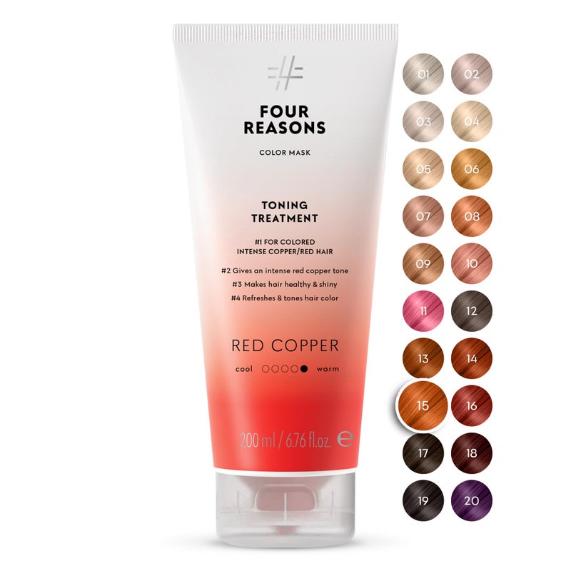 Four Reasons Color Mask - Red Copper - (27 Colors) Toning Treatment, Color Depositing Conditioner, Tone & Enhance Color-Treated Hair - Semi Permanent Hair Dye, Vegan and Cruelty-Free, 6.76 fl oz - Image 1