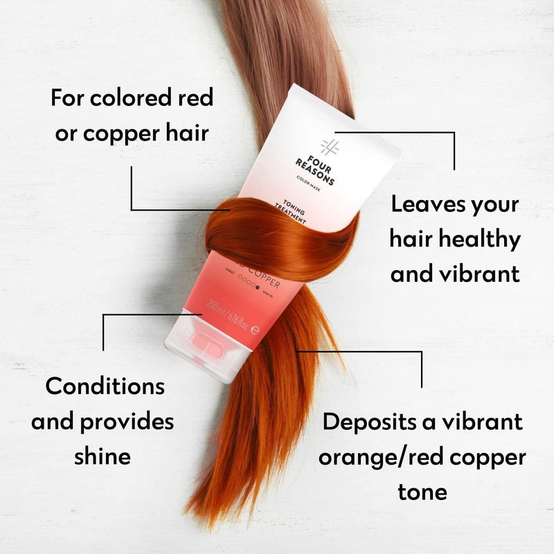 Four Reasons Color Mask - Red Copper - (27 Colors) Toning Treatment, Color Depositing Conditioner, Tone & Enhance Color-Treated Hair - Semi Permanent Hair Dye, Vegan and Cruelty-Free, 6.76 fl oz - Image 4