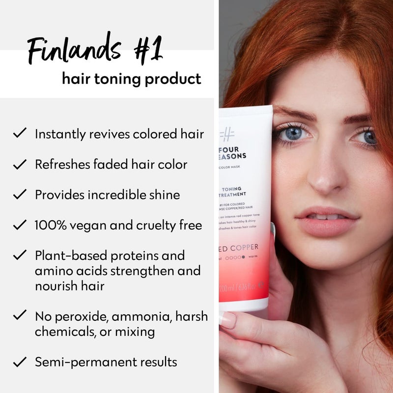 Four Reasons Color Mask - Red Copper - (27 Colors) Toning Treatment, Color Depositing Conditioner, Tone & Enhance Color-Treated Hair - Semi Permanent Hair Dye, Vegan and Cruelty-Free, 6.76 fl oz - Image 5