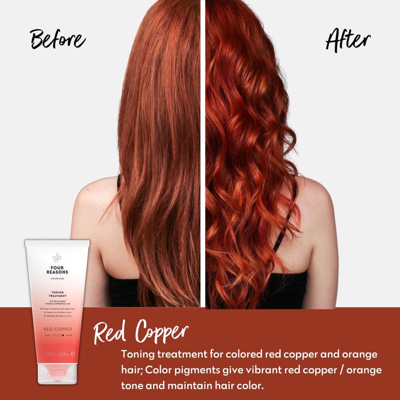 Four Reasons Color Mask - Red Copper - (27 Colors) Toning Treatment, Color Depositing Conditioner, Tone & Enhance Color-Treated Hair - Semi Permanent Hair Dye, Vegan and Cruelty-Free, 6.76 fl oz - Image 2