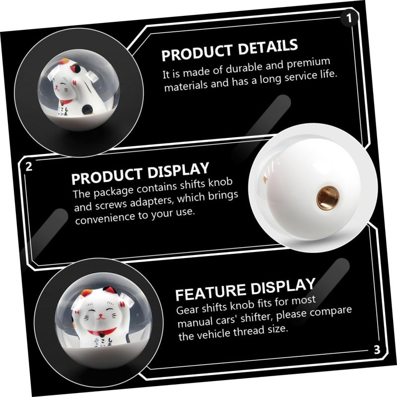OUNONA 1set Lovely Car Shift Knob with Adapters Cute Cat Design for Manual Automatic Transmissions Easy Installation Material Car Interior Decor - Image 4