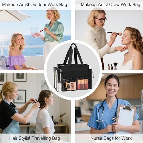 TANTO Extra Large Makeup Bag Makeup Artist Kit Bag with Divider Professional Cosmetic Bag Organizer Hair Stylist Organizer Bag Mobile Pro Makeup Storage Case Duffle Tote Bag for Makeup Beauty Lover - Image 3