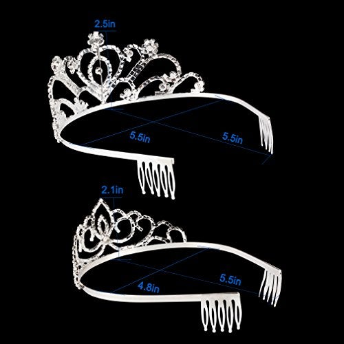 Jaciya 2 Pack Tiara Crown for Women Girls Princess Silver Crystal Tiara with Combs Rhinestone Headpieces tiara de la corona Birthday Wedding Party Hair Accessories - Image 5