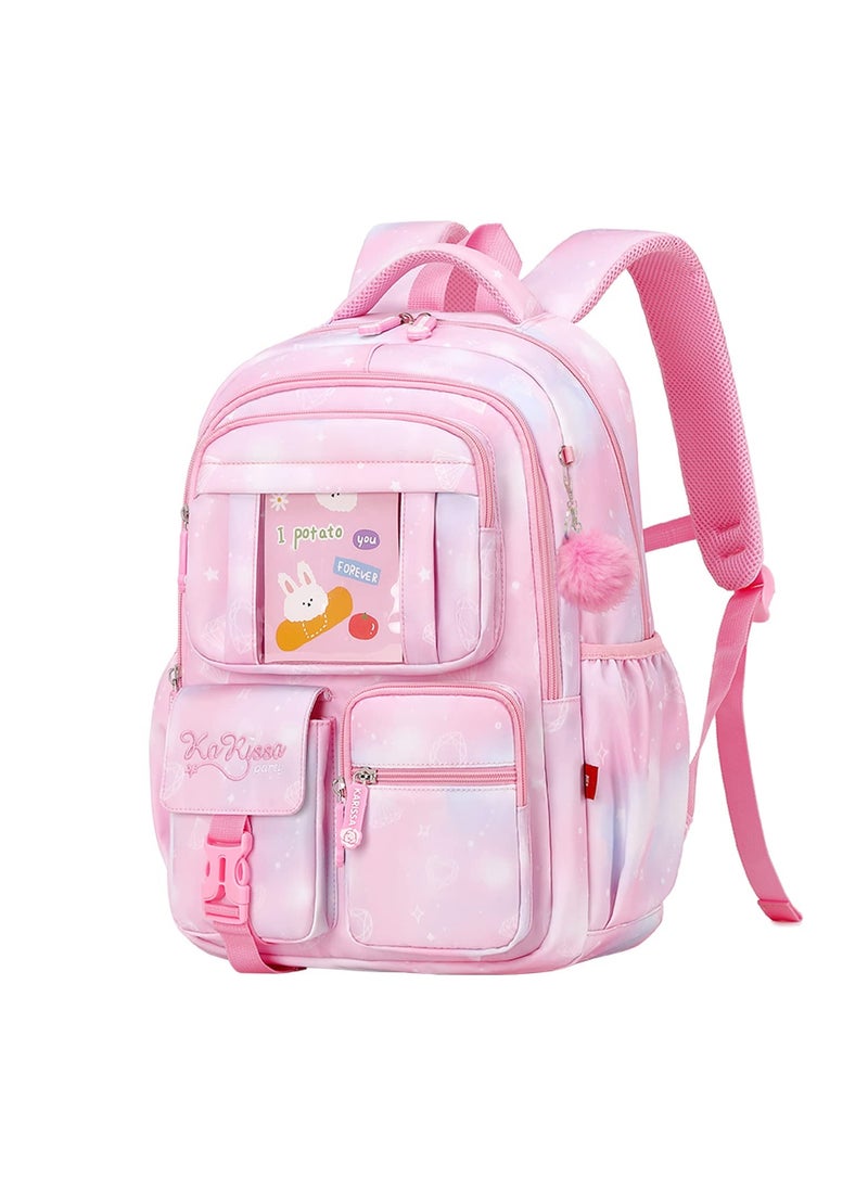 SYOSI - SYOSI Backpack for Kids, School Bag for Girls Lightweight & Multi Compartment School Bag for Teenagers Water Resistant & Large Capacity School Bag (Pink) - Image 1
