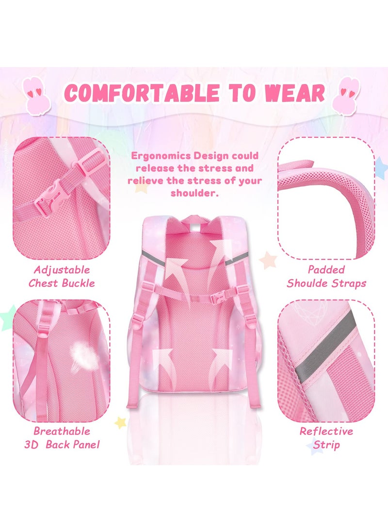 SYOSI - SYOSI Backpack for Kids, School Bag for Girls Lightweight & Multi Compartment School Bag for Teenagers Water Resistant & Large Capacity School Bag (Pink) - Image 1
