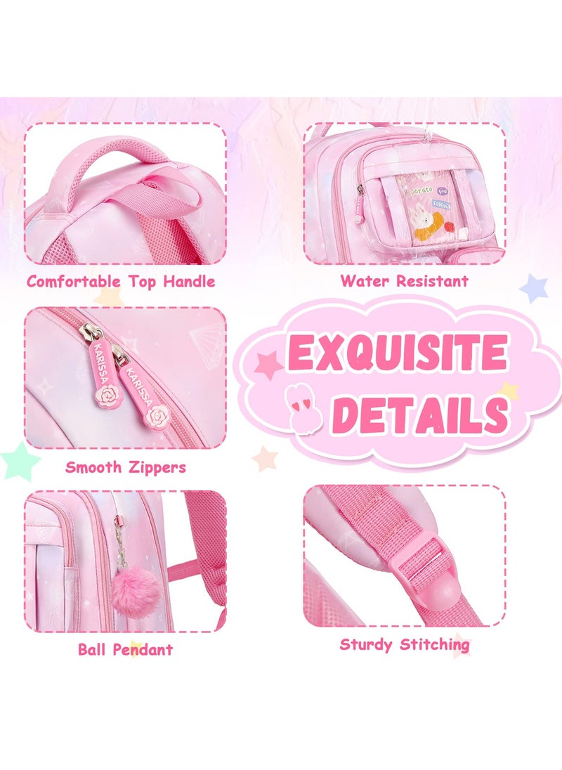 SYOSI - SYOSI Backpack for Kids, School Bag for Girls Lightweight & Multi Compartment School Bag for Teenagers Water Resistant & Large Capacity School Bag (Pink) - Image 1