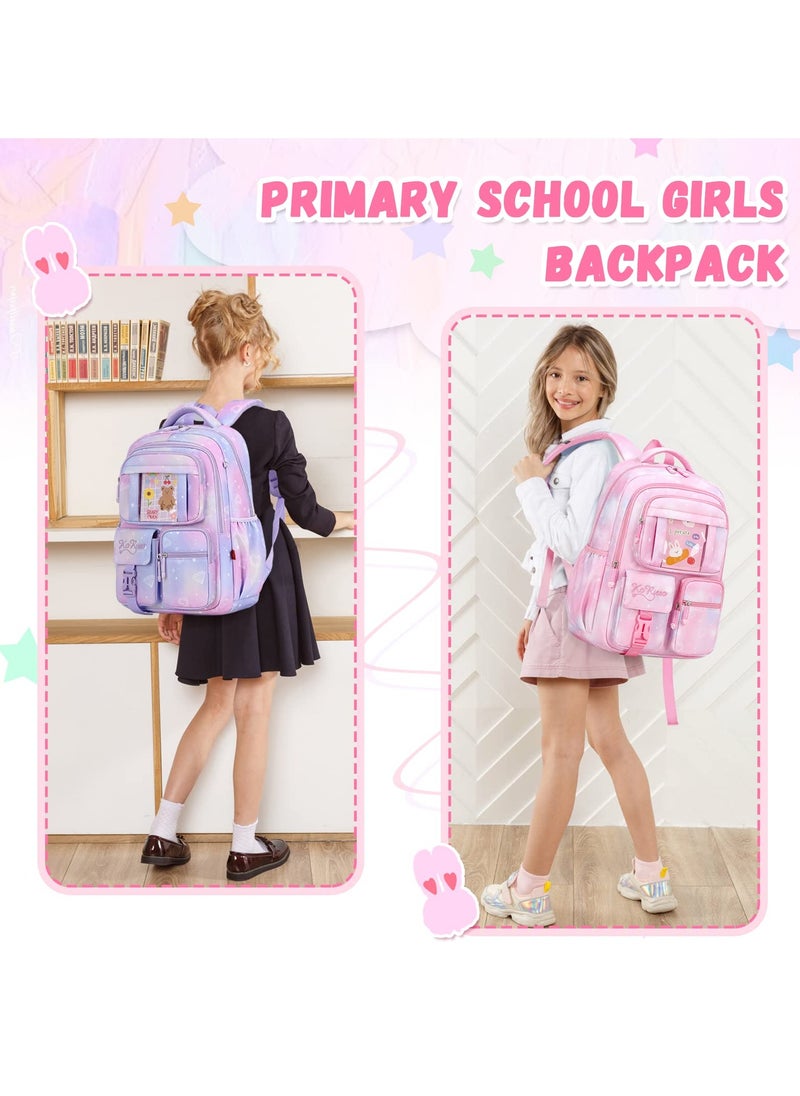 SYOSI - SYOSI Backpack for Kids, School Bag for Girls Lightweight & Multi Compartment School Bag for Teenagers Water Resistant & Large Capacity School Bag (Pink) - Image 1