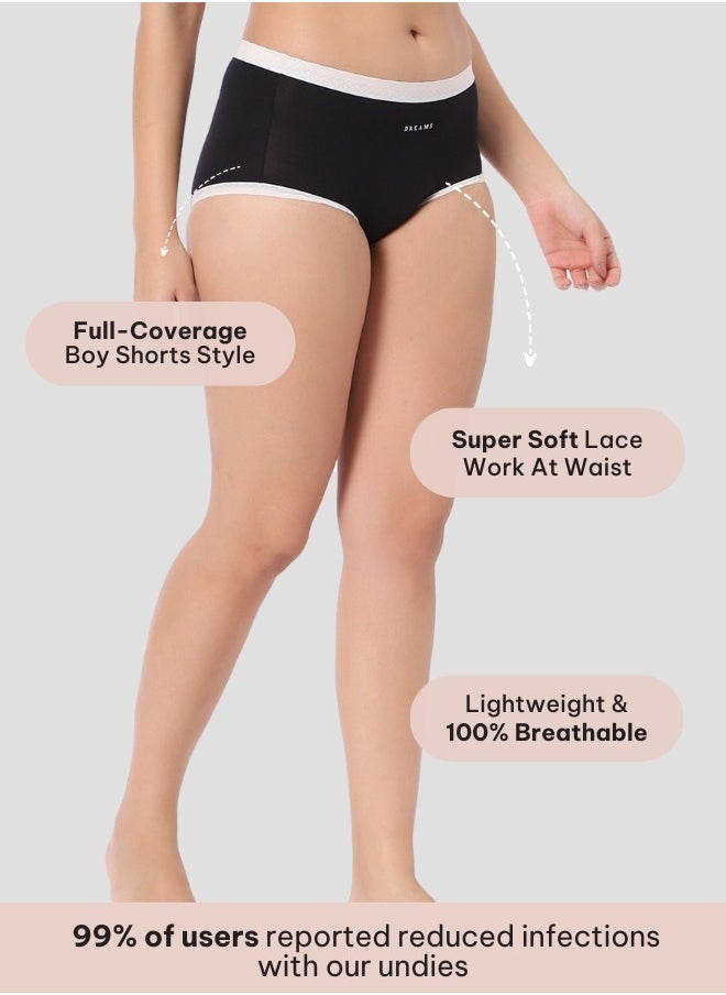 Intimate Queen Corn Bae Lacy Boyshorts – CloudSoft Luxury, Made from Corn Fiber | Soothes Skin, No Roll-Ups (Pack Of 3)  - Image 3