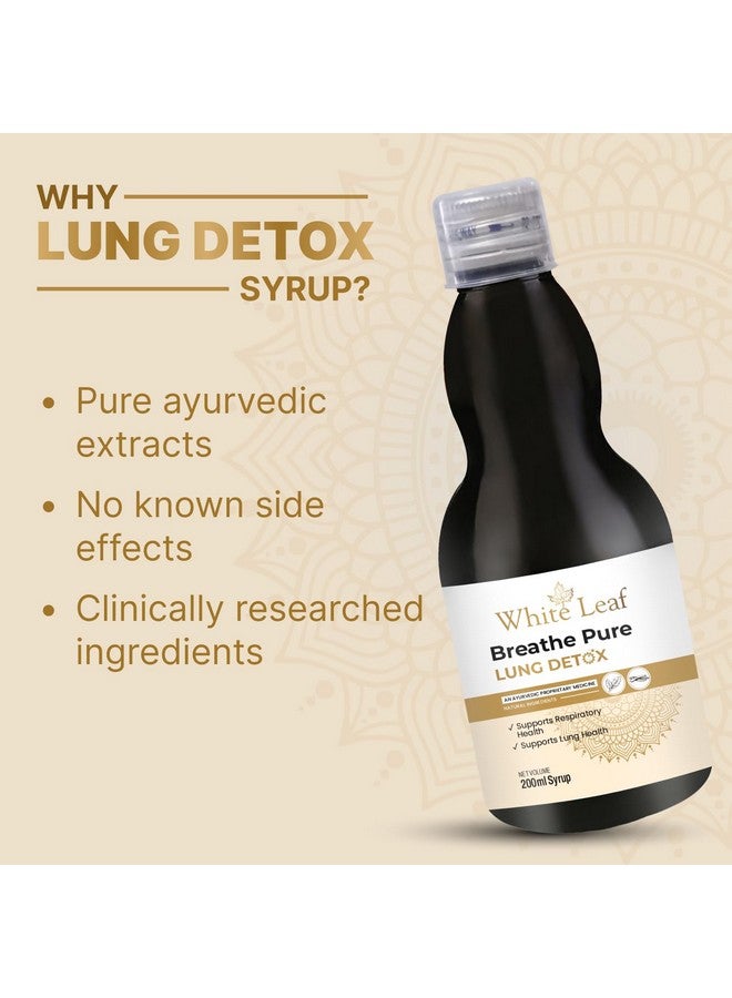 White Leaf White Leaf Ayurvedic Breathe Pure Lung Detox Syrup 200 ml Herbal Supplement|Made with Natural Extracts Tulsi, Mulethi, Vasava, Pippali, & Turmeric|Sugar Free Syrup For Lung Cleansing & Detoxification  - Image 3