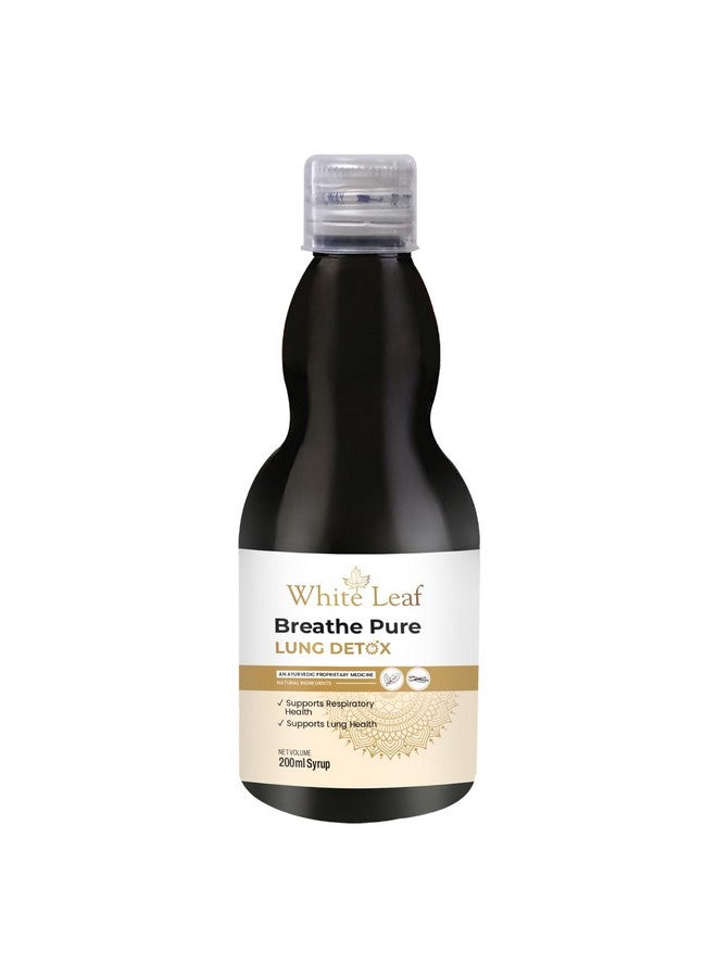 White Leaf White Leaf Ayurvedic Breathe Pure Lung Detox Syrup 200 ml Herbal Supplement|Made with Natural Extracts Tulsi, Mulethi, Vasava, Pippali, & Turmeric|Sugar Free Syrup For Lung Cleansing & Detoxification  - Image 1