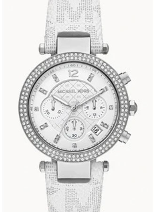 MK Women's Parker Chronograph Wrist Watch MK7226 - 39mm - White - Image 1