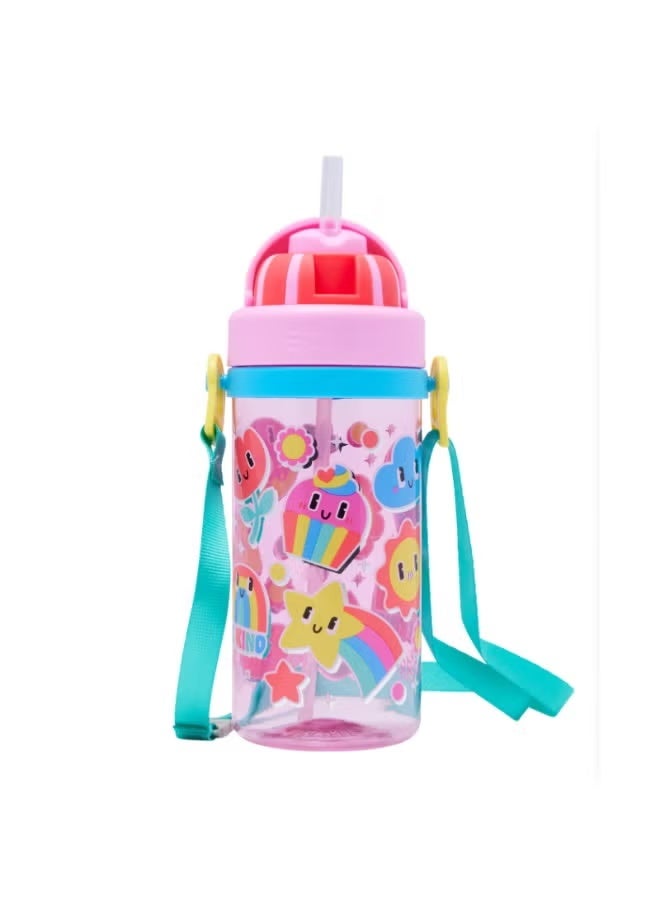 Kids Straw Water Bottle - Cartoon Water Bottle for Sports, School and Travel