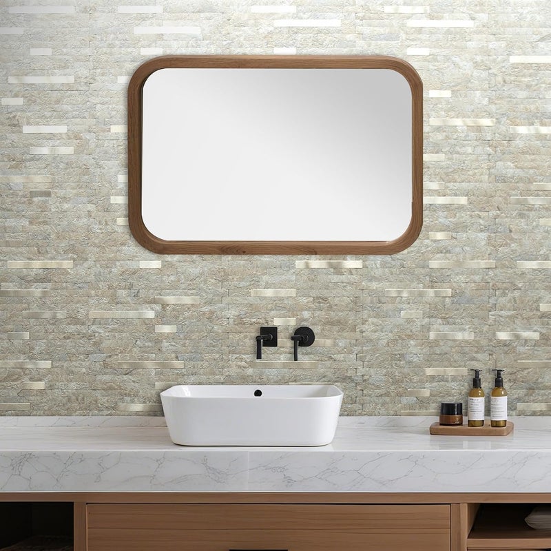 AULIGET 2 Sheets Faux Stone Peel and Stick Backsplash, Sandstone with Champagne Gold PVC Wall Tiles Stick on Backsplash for Kitchen - Image 3