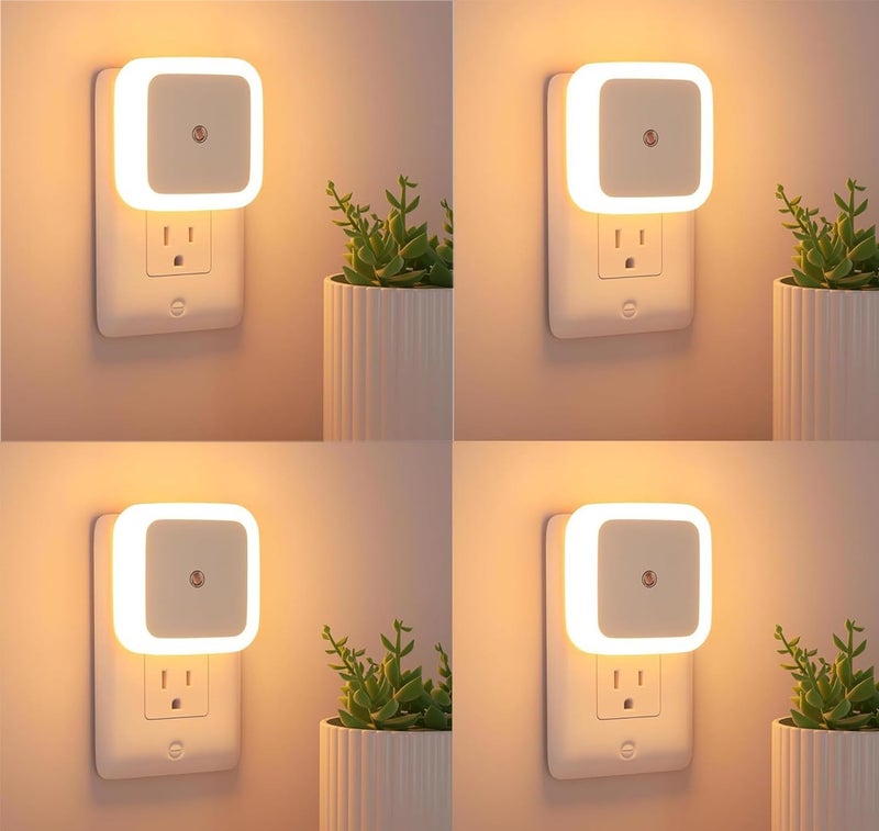 PANCA 4pc Night Lamp Sensor Light for Bedroom Bed Side Home | Smart Automatic ON/Off Dim LED Lights | Energy Saving 0.5W Lamp | Long Life for Hallway, Stairs, Kitchen, Bathroom (Warm) (Pack of 3) - Image 1