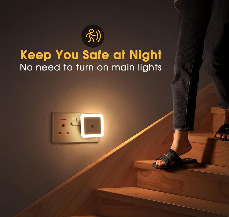 PANCA 4pc Night Lamp Sensor Light for Bedroom Bed Side Home | Smart Automatic ON/Off Dim LED Lights | Energy Saving 0.5W Lamp | Long Life for Hallway, Stairs, Kitchen, Bathroom (Warm) (Pack of 3) - Image 5