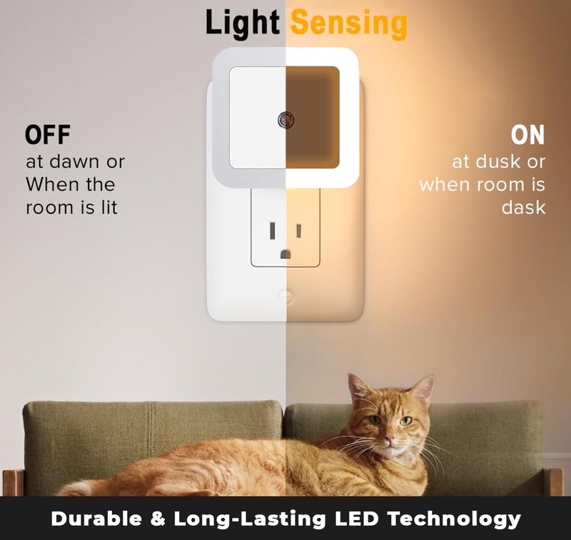 PANCA 4pc Night Lamp Sensor Light for Bedroom Bed Side Home | Smart Automatic ON/Off Dim LED Lights | Energy Saving 0.5W Lamp | Long Life for Hallway, Stairs, Kitchen, Bathroom (Warm) (Pack of 3) - Image 3