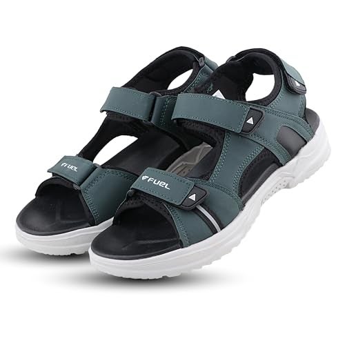 FUEL Combat-03 Breathable, Shock-Absorbing Sports Sandals for Men Adjustable Velcro with Grip Sole (Olive,6UK) - Image 4