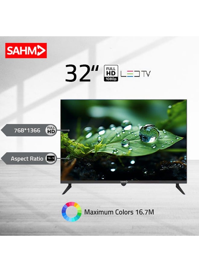 32 Inch HD LED TV, Frameless Design, 1366x768 Resolution, 16:9 Aspect Ratio, 6.5ms Response Time, 2 HDMI & 2 USB Ports, Earphone Jack, Sleep Timer, Wall Stand Included | Model Name: SHM-32LKGS