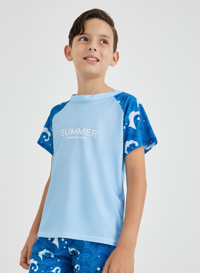 Styli Styli Boys Printed Raglan Sleeve T-Shirt and Shorts Swimsuit - Image 2