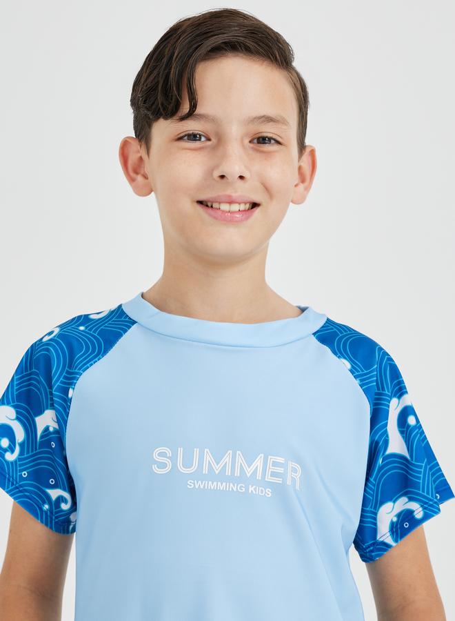 Styli Styli Boys Printed Raglan Sleeve T-Shirt and Shorts Swimsuit - Image 3
