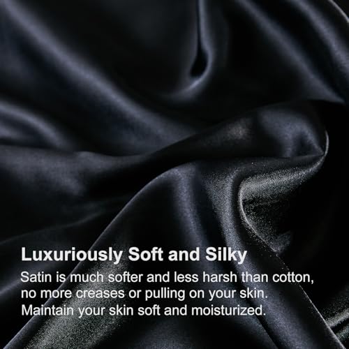 Bedding_Dreamer Satin Comforter Set King Size, 8 Piece Bed in a Bag Black with Sheets, Silky Soft Polyester Satin Bedding Set, Lightweight, 16 Inch Deep Pocket, Luxury Modern Style - Image 4