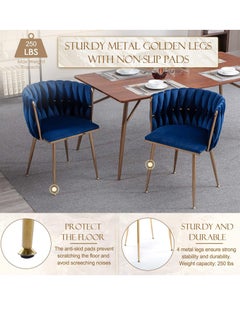 Wooden Twist Wooden Twist Woven Back Dining Chair with Metal Legs - Ideal for Cafe, Restaurant, and Home Décor (Blue)  - Image 2