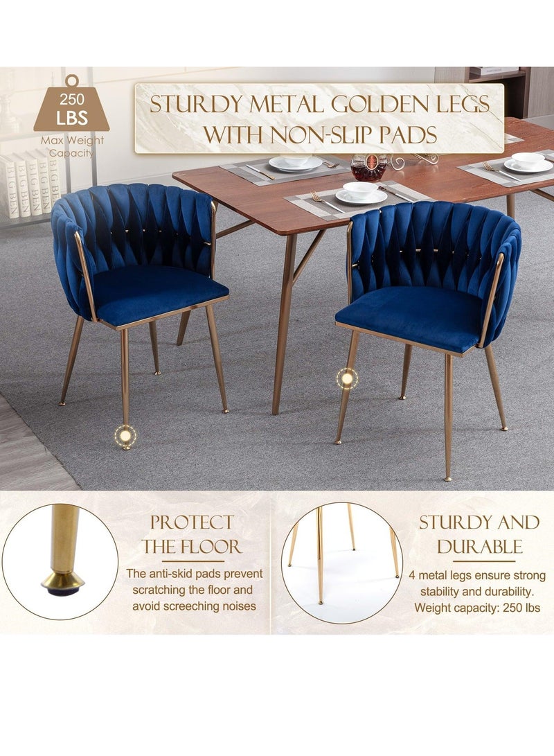 Wooden Twist Wooden Twist Woven Back Dining Chair with Metal Legs - Ideal for Cafe, Restaurant, and Home Décor (Blue)  - Image 2