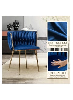 Wooden Twist Wooden Twist Woven Back Dining Chair with Metal Legs - Ideal for Cafe, Restaurant, and Home Décor (Blue)  - Image 4