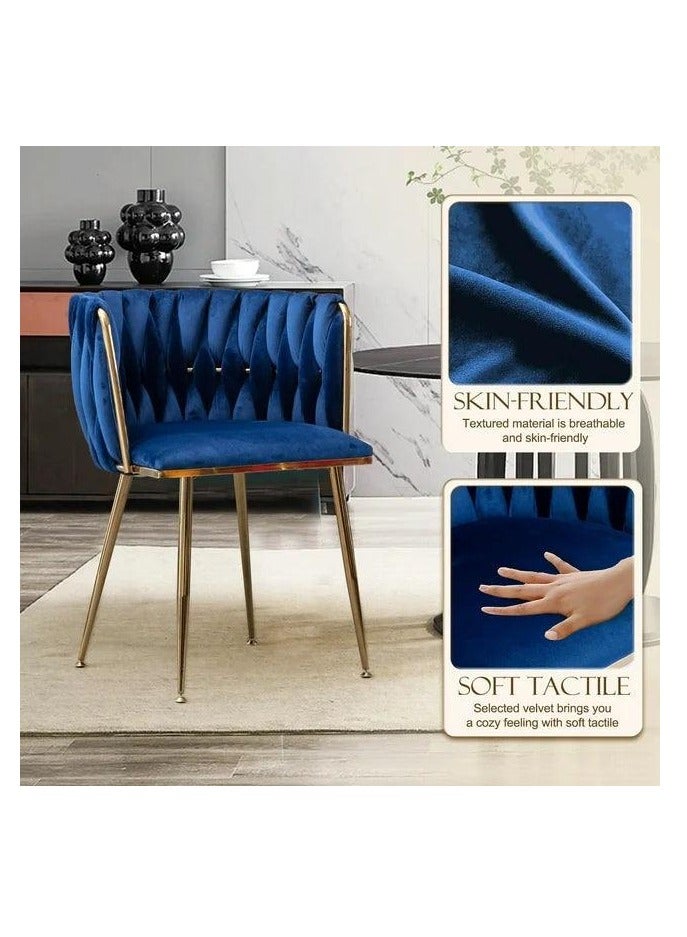 Wooden Twist Wooden Twist Woven Back Dining Chair with Metal Legs - Ideal for Cafe, Restaurant, and Home Décor (Blue)  - Image 4