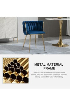Wooden Twist Wooden Twist Woven Back Dining Chair with Metal Legs - Ideal for Cafe, Restaurant, and Home Décor (Blue)  - Image 5