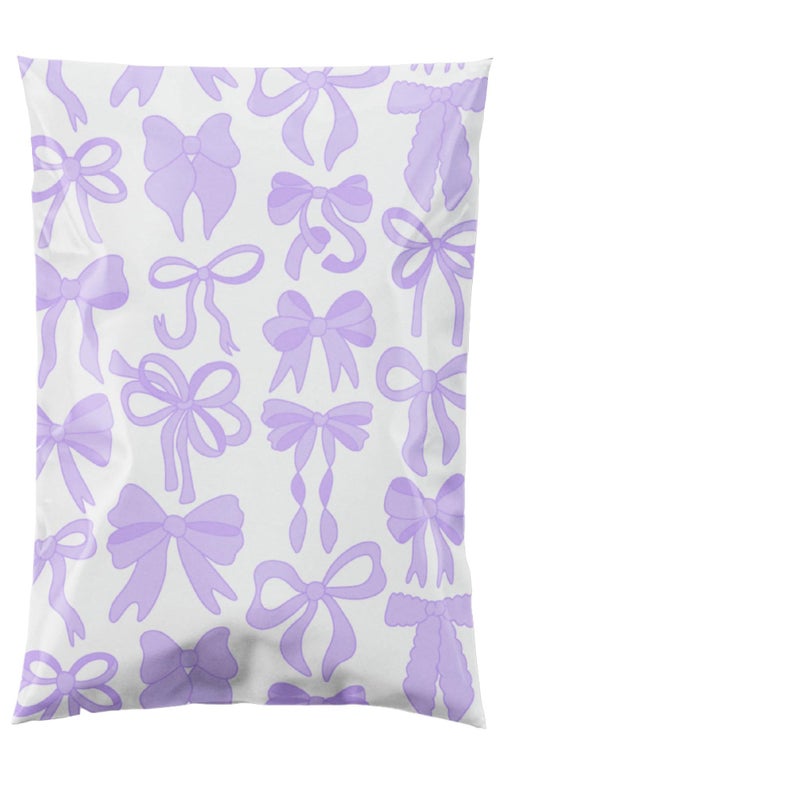 Pretty Package Store 10X13 Designer Poly Mailer 100 Pack Heavy Duty Waterproof Self Seal Shipping Bags For Small Business Large Mailing Envelopes Bulk Tear Resistant Packaging Purple Bows - Image 1