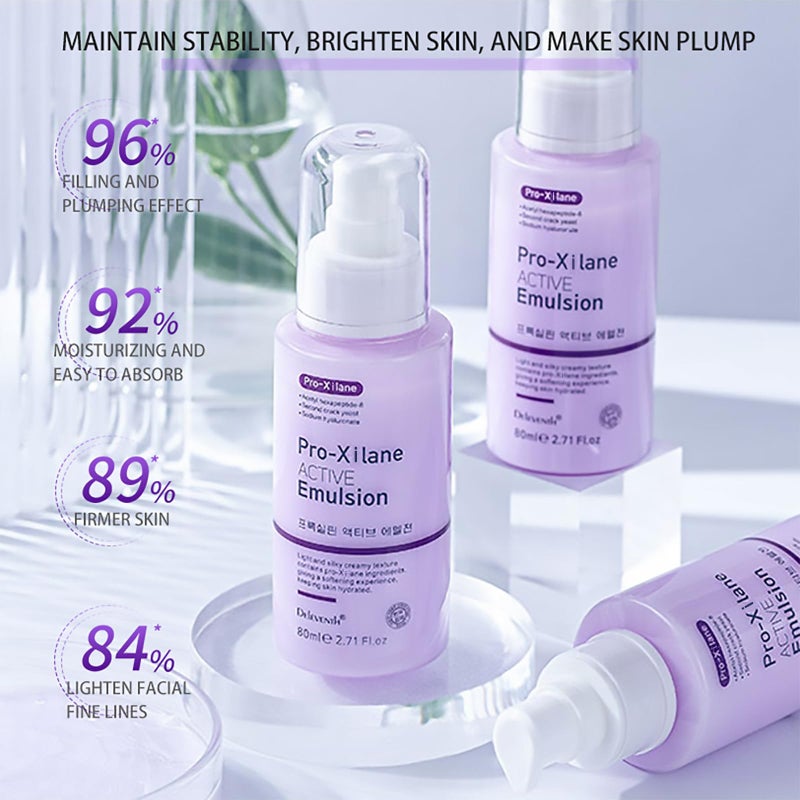 DEleventh Korean Brand Pro-Xilane Active Emulsion 80ml / Anti-Wrinkle, Moisturizing, Anti-Aging, Tighten and Delicate Skin, Improve Darkening, Repair Damaged Cells, and Block UV Rays - Image 4